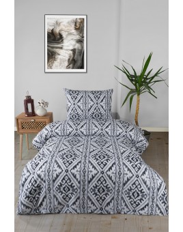 ETEHOMETEX Tek Kişilik Ranforce Pamuklu Lastikli Çarşaflı Nevresim Takımı RUG GRİ 8696474232047